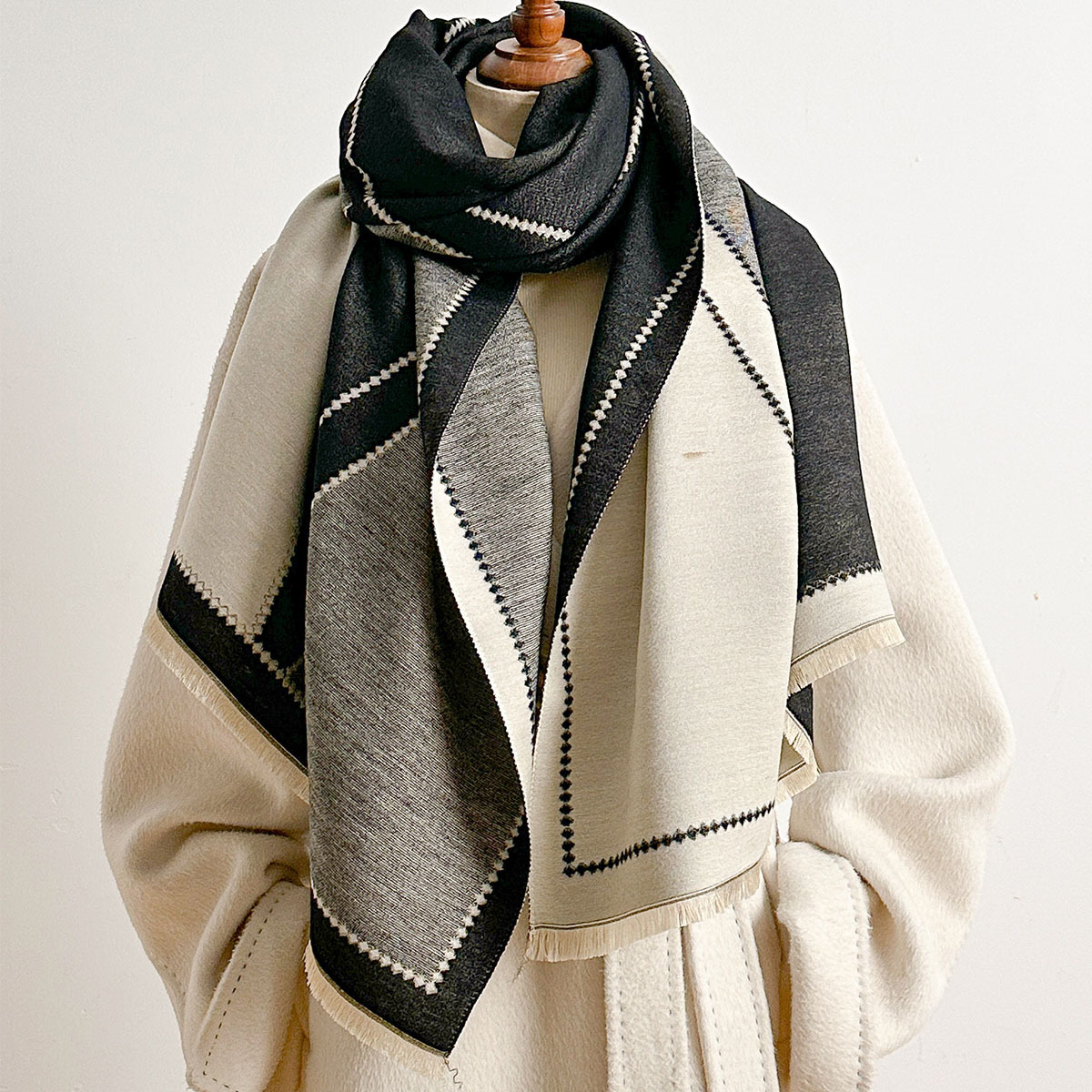 여성용 인조 캐시미어 스카프 프린지 두꺼운 따뜻한 숄  - Pashmina Wrap Large 리뷰 및 가격
