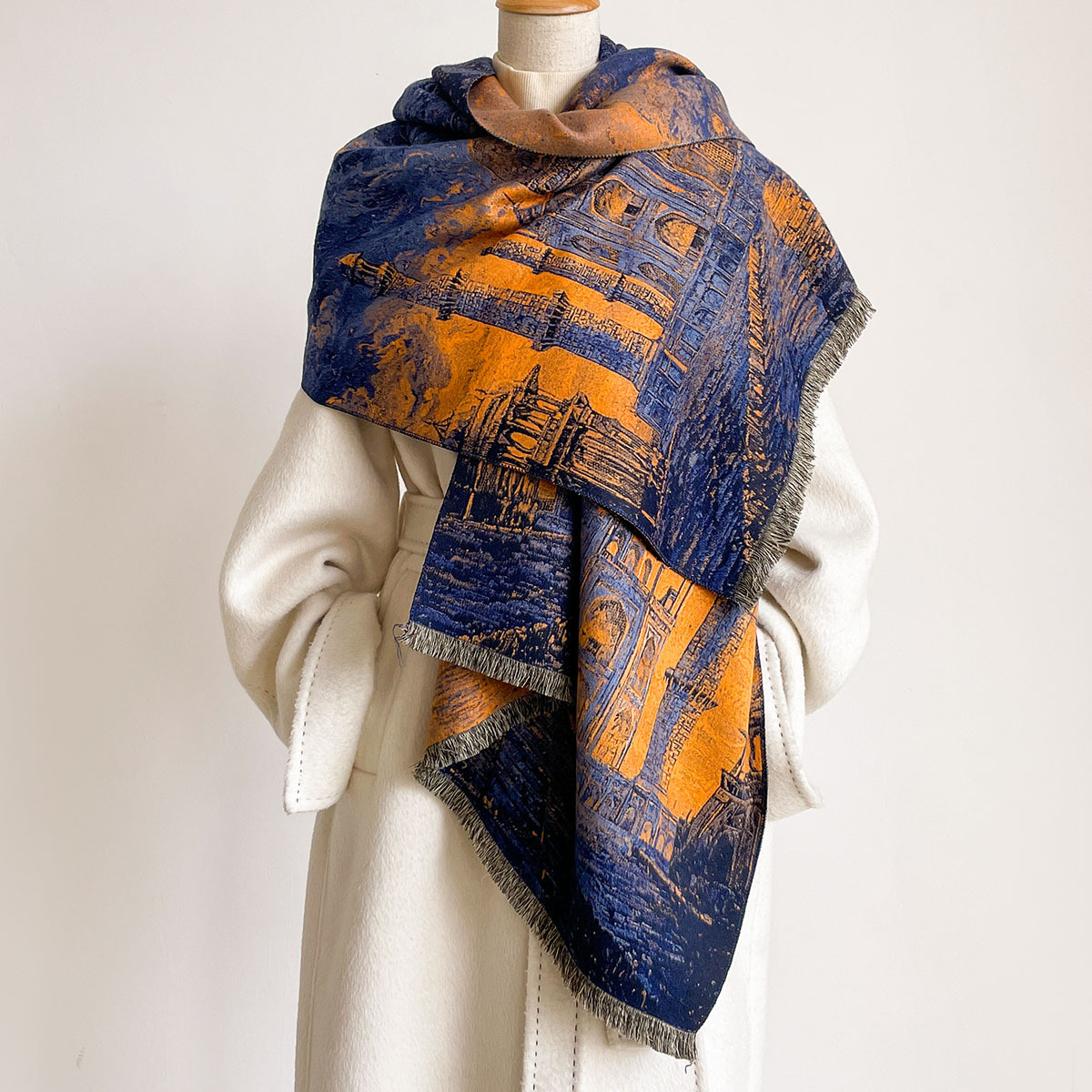 여성용 프린지 인조 캐시미어 스카프 두꺼운 따뜻한 숄  - Pashmina Wrap Large 리뷰 및 가격