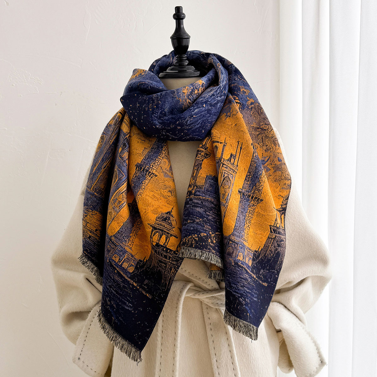 여성용 프린지 인조 캐시미어 스카프 두꺼운 따뜻한 숄  - Pashmina Wrap Large 리뷰 및 가격