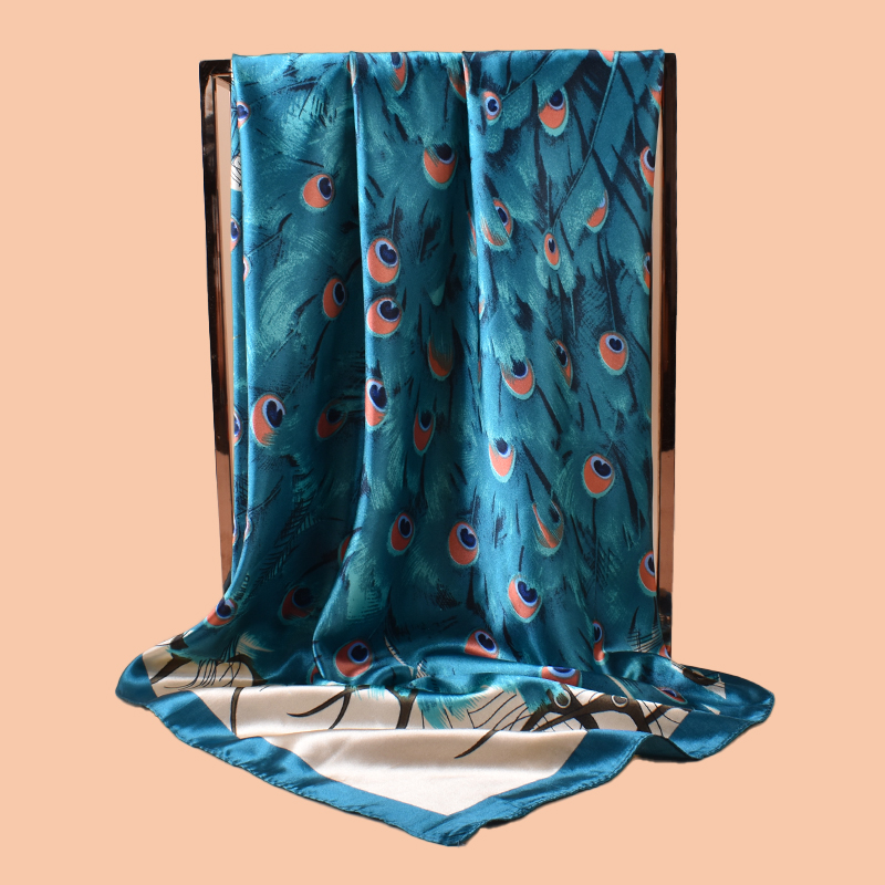 1PC 숙녀 대형 사각형 스카프 공작 인쇄 패션 캐주얼 - Scarf Silk Square 리뷰 및 가격